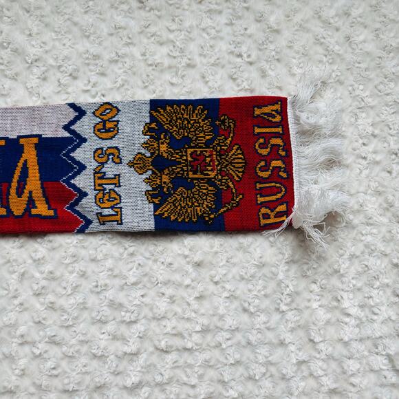 Russia National Team Forward Coat of Arms Football Soccer Fan Red Blue Scarf - Picture 5 of 8